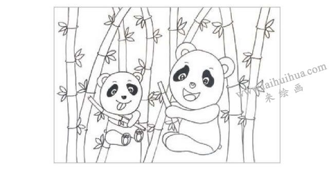 简笔画熊猫 竹林图片