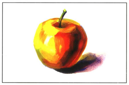单个苹果水粉画法步骤