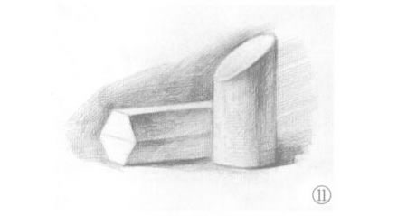 六棱柱体与斜切面圆柱体组合素描画法步骤11