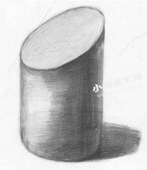 斜切面圆柱体结构素描图片
